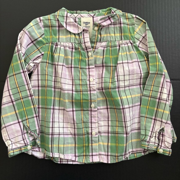 OshKosh B'gosh Green and Purple Plaid Shirt - Picture 1 of 5